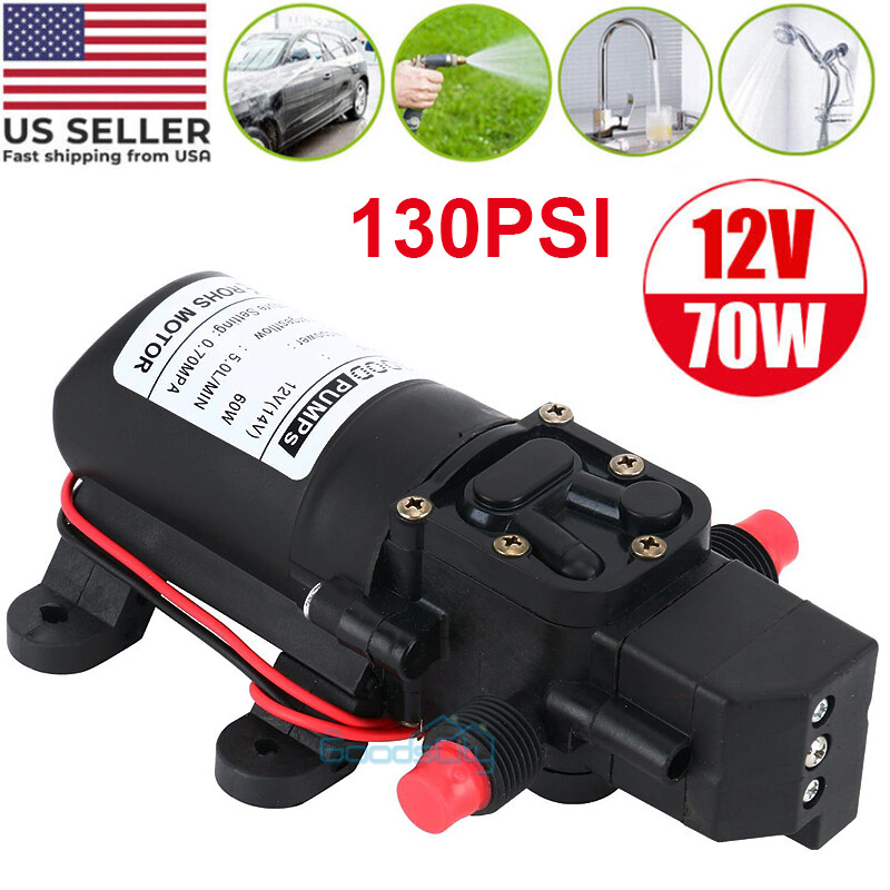 Fresh Water Pump 12V DC 70W 130 PSI Self Priming Pump for Boat/Marine/RV/Yacht