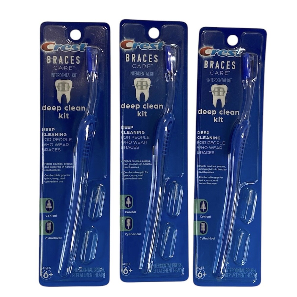 Crest Braces Deep Clean Kit Care Interdental Brushes Oral-B Lot Of 3