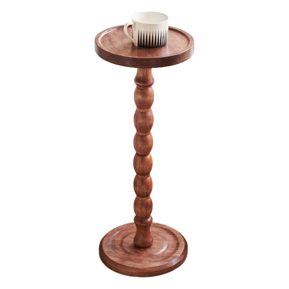 Wooden Round Coffee Table with Non-Slip Pad - Perfect Drink Stand or Plant Display