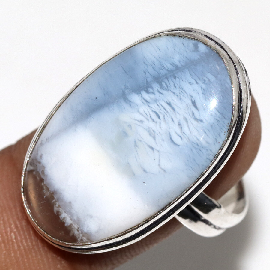 Owhyee Blue Opal 925 Silver Plated Gemstone Ring US 8.5 Jewelry Gift JW
