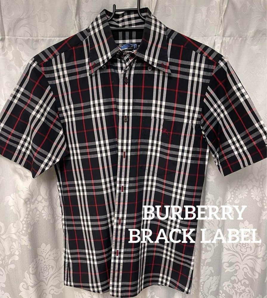 Burberry Black Label Short Sleeve Shirt Nova Check Cotton Men Size 1/XS-S Used