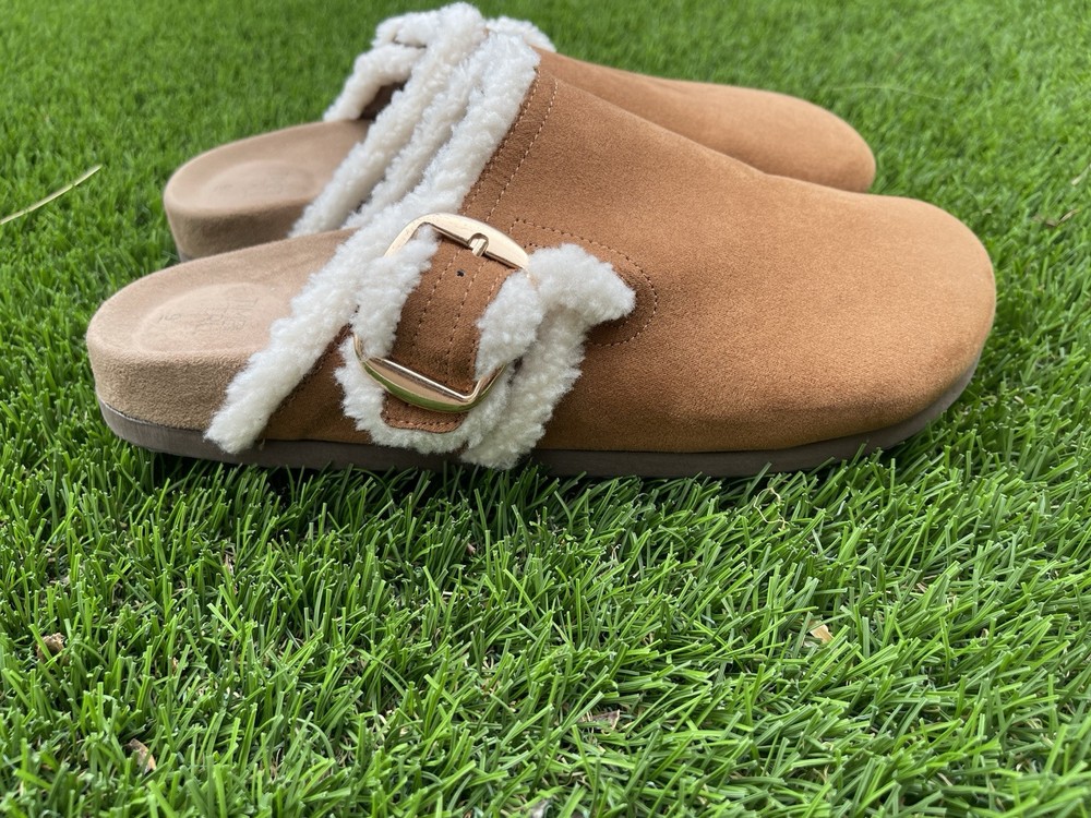 Time and Tru Women's Brown Buckle Clogs Size 9 Comfortable Slip-On Shoes