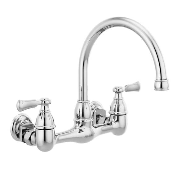 Chrome Elmhurst Two-Handle Wall-Mount Kitchen Faucet  