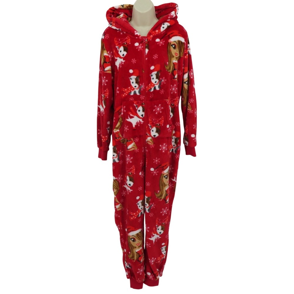 Mariah Carey Adult Medium One Piece Jumpsuit Christmas Holiday Pajamas Hooded