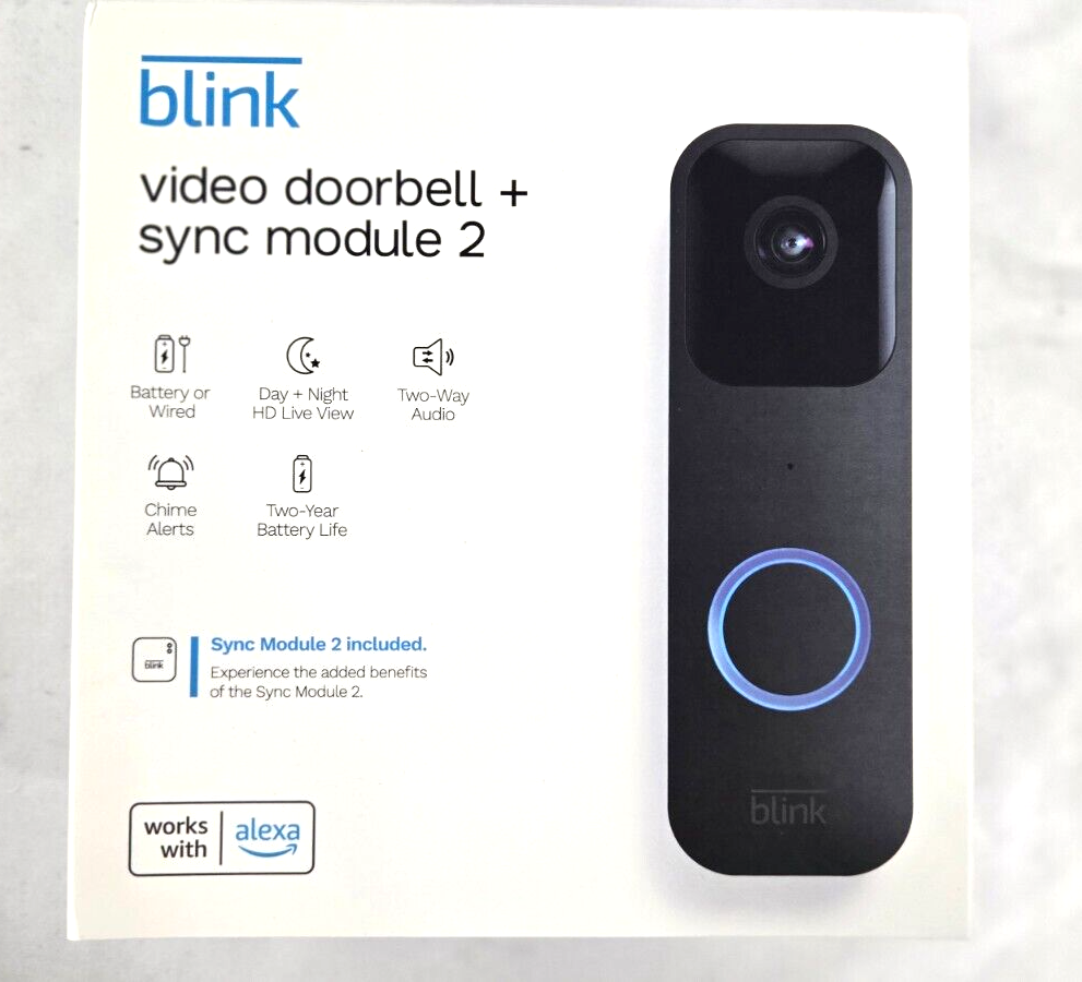 Blink Video Doorbell + Sync Module 2 Smart Video Doorbell w/ Alexa