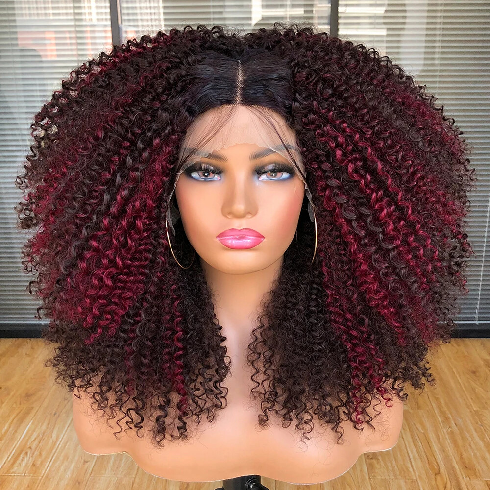 Kinky Curly Lace Front Bob Synthetic Wigs With Babyhair Heat Resistant Daily Wig
