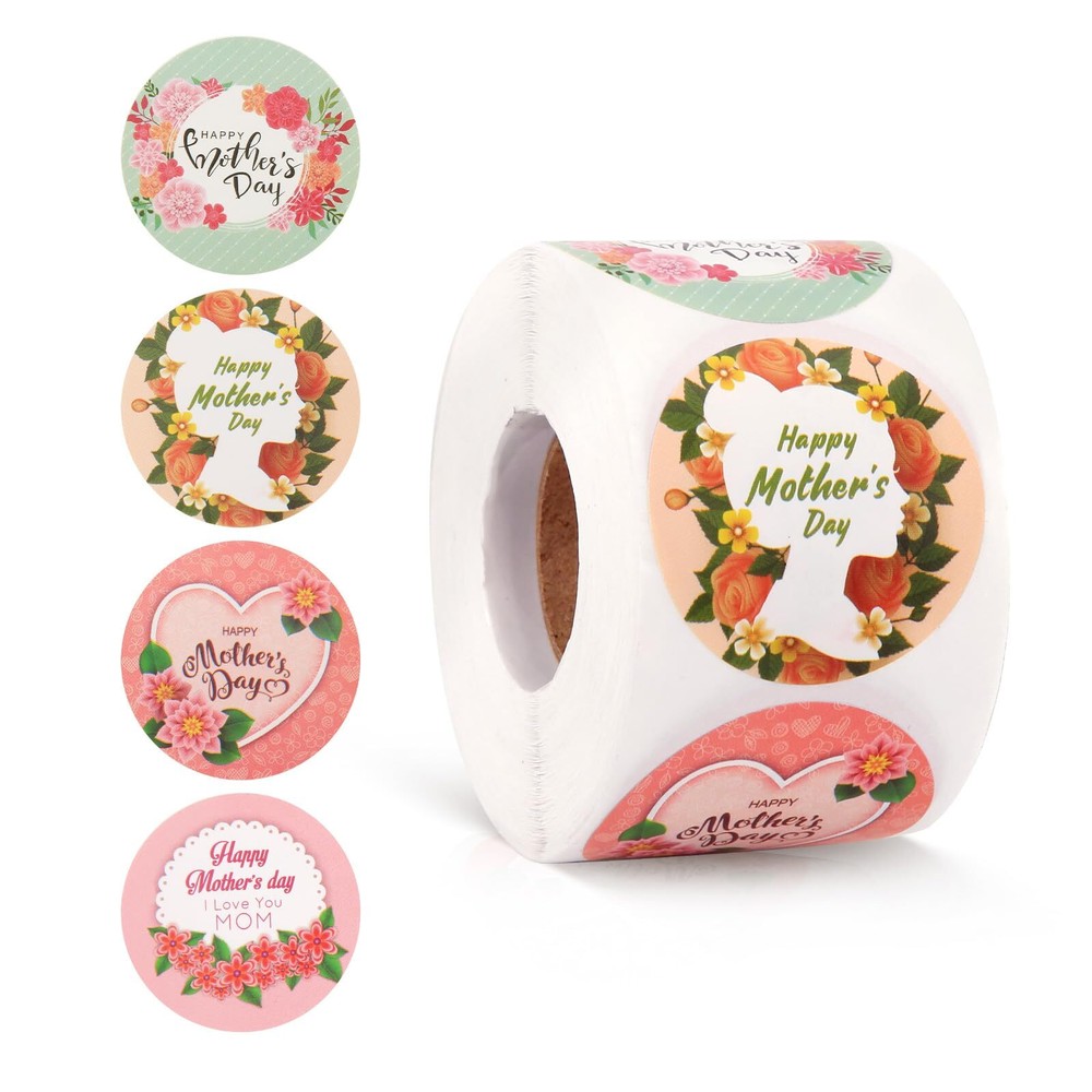 500pcs Happy Mother's Day Labels, I Love You Mothers Day Stickers Roll Mother...