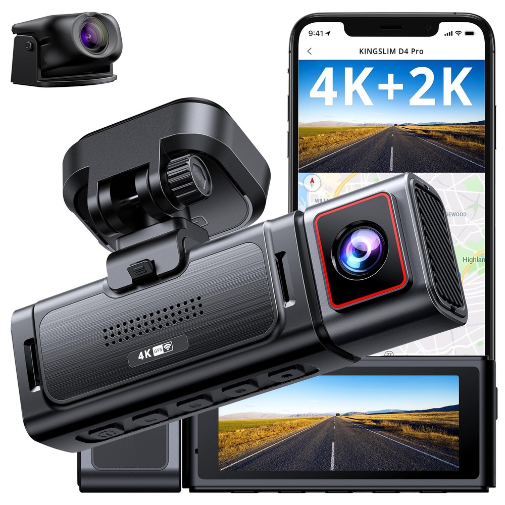Kingslim D4PRO 4K Front 2K Rear WiFi Dual Dash Cam for Cars