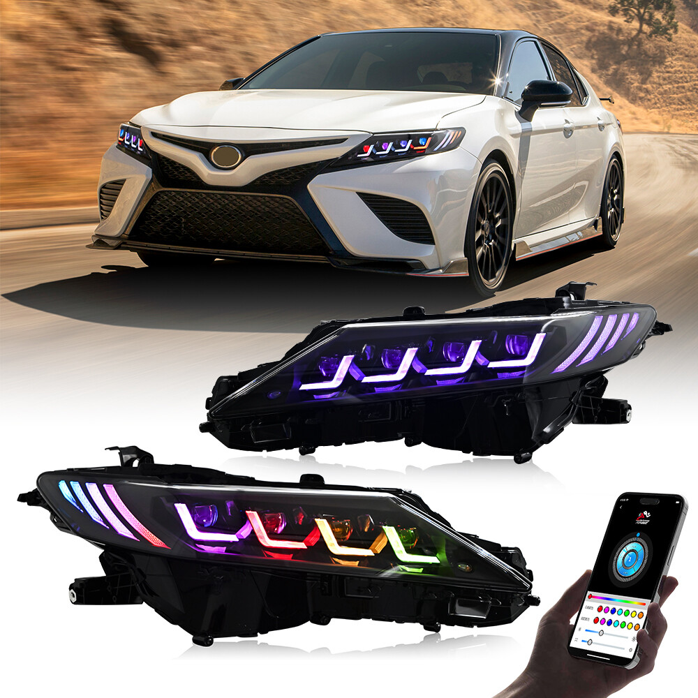 RGB LED Headlight 8 Lens Assembly for Toyota Camry 8th Gen 2018-2024