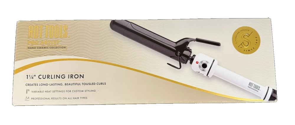 Hot Tools Pro Artist Nano Ceramic 1.25in Curling Iron Wand New AA-image