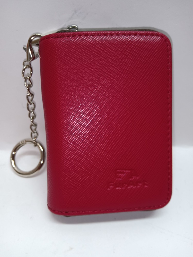 RFID-Blocking Zipper Credit Card Wallet for Men & Women in Wine Color-image