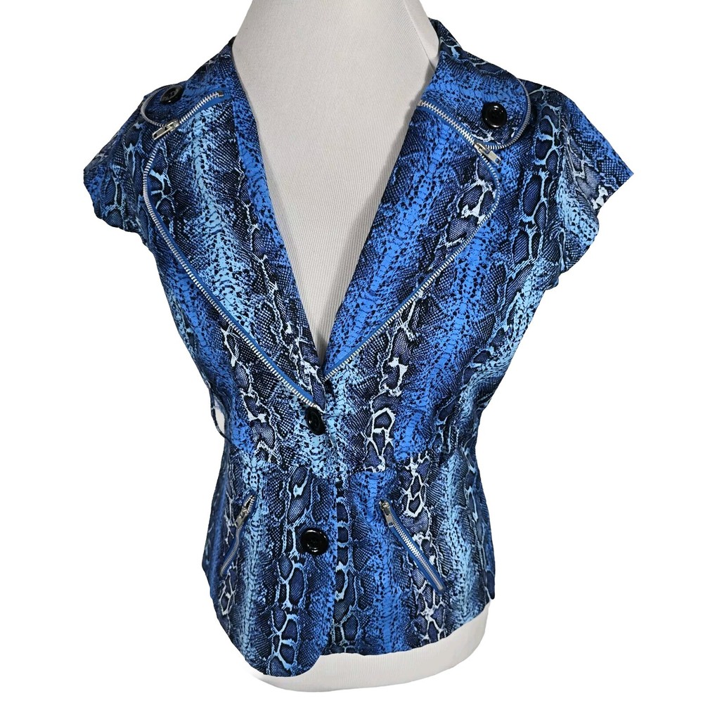 Breathable Cotton Spandex Blue Summer Top with Voice WMS XL B37  -image