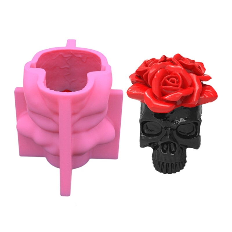3D Rose Skull Silicone Mold Epoxy Resin Mold DIY Craft Pen Holder