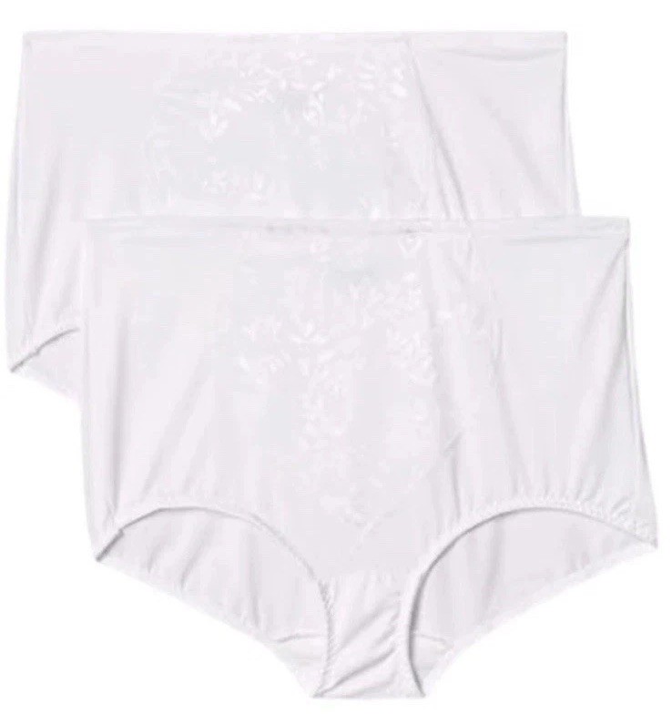 Bali Womens 2-Pack Firm Control Shaping Briefs with Jacquard Mesh Tummy Panel White XL