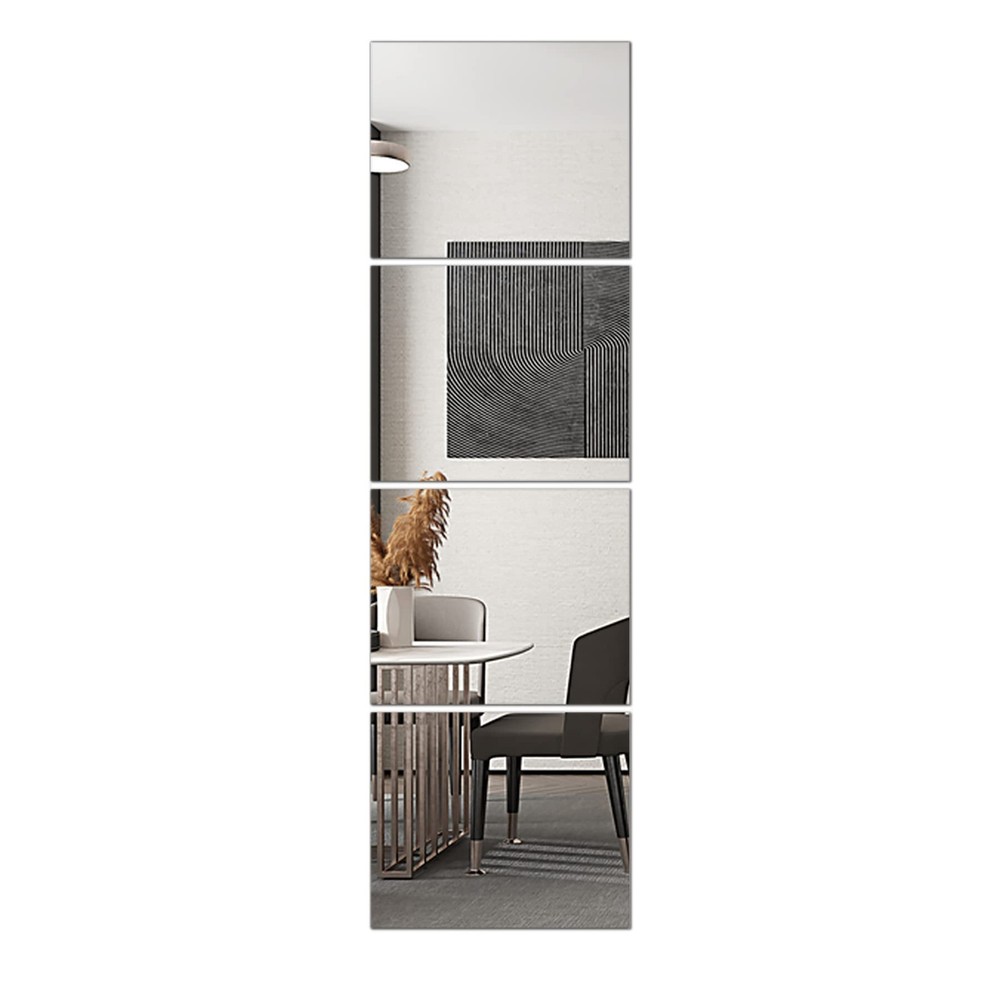 Glass Full Length Wall Mirror Tiles, 14'' x 12'' x 4PCS, Full Body Mirror for...