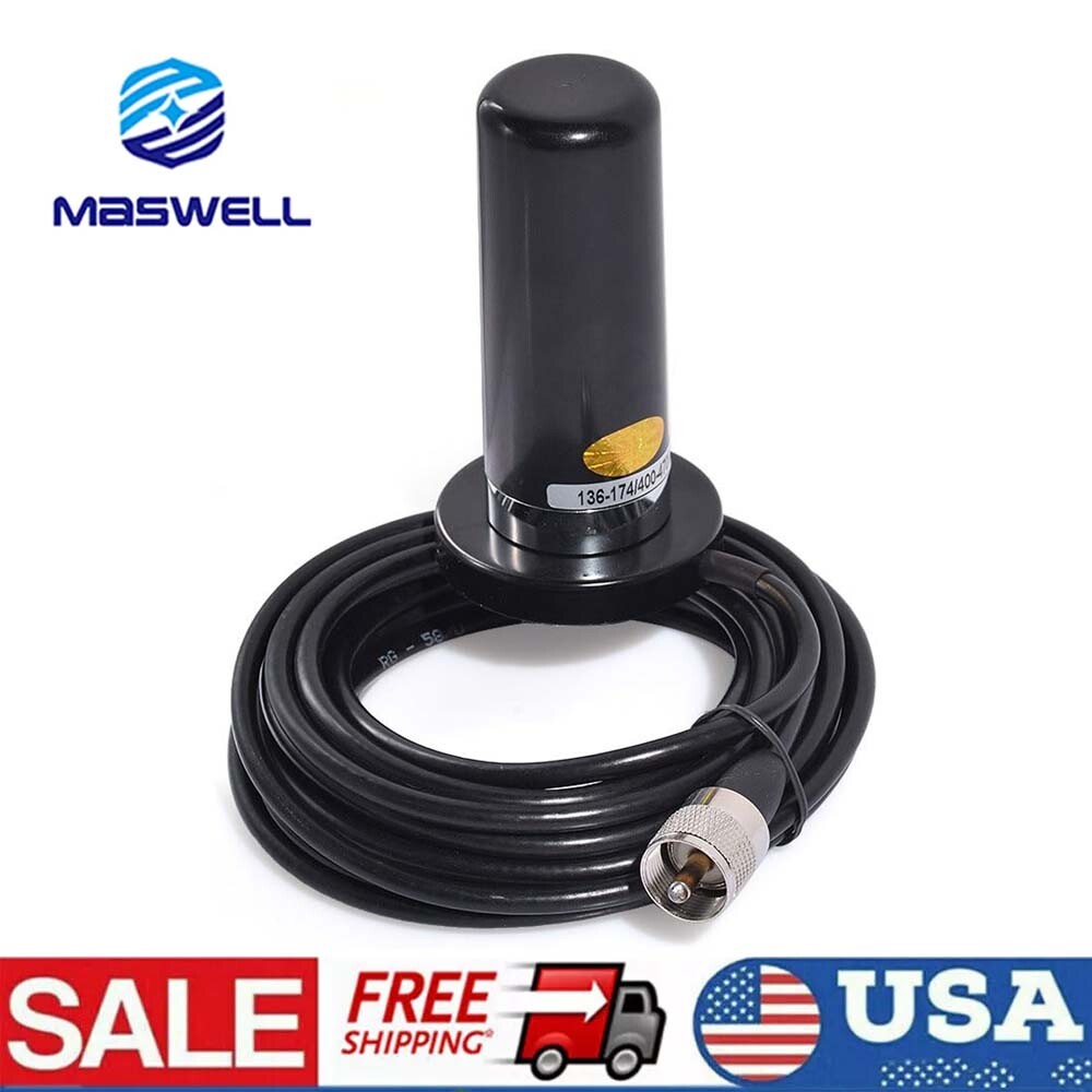 Dualband VHF UHF Ham Mobile Radio Antenna PL259 5M Cable with UHF Female Base