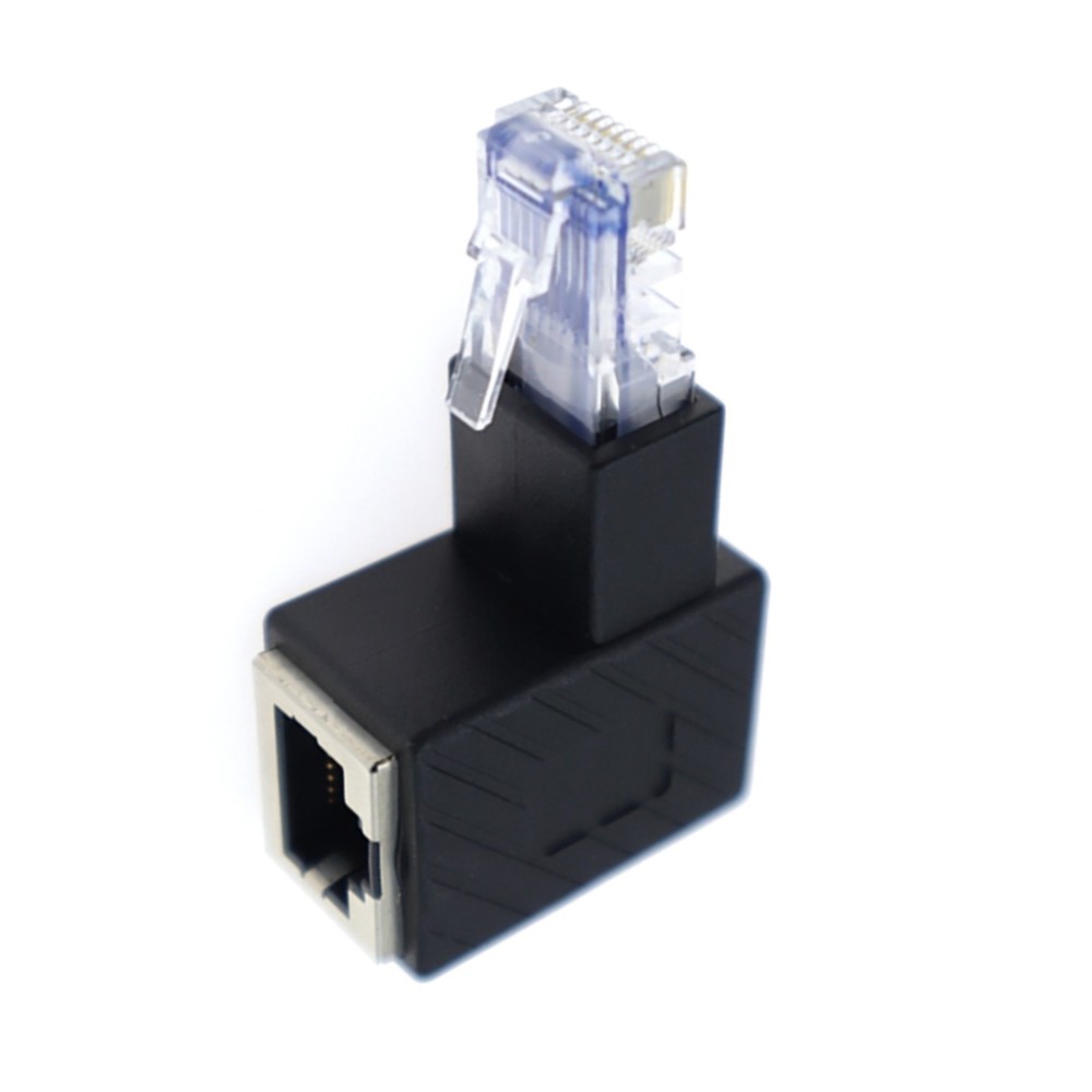 90 Degree Down RJ45 Cat5e Male to Female Ethernet Extension Adapter