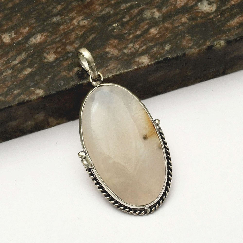 Agate Stone Handmade Ethnic Pendant Jewelry Wedding Gift 2.2 Inches AP-42954