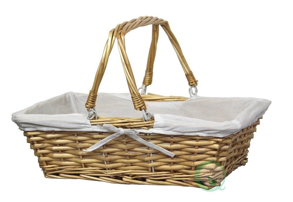(TM) Rectangular Willow Basket with White Fabric Lining
