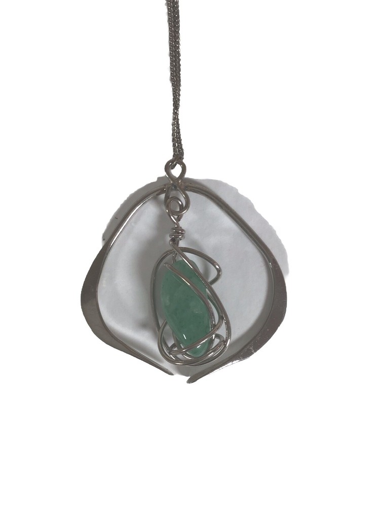 Green Blue Stone Silver Tone 11-Inch Adjustable Necklace