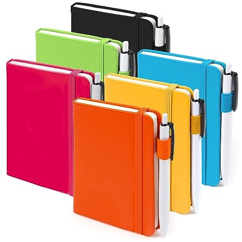 Pocket Mini Hardcover Notebooks Bulk - 6 Solid Colors Small Cute Memo Notepads