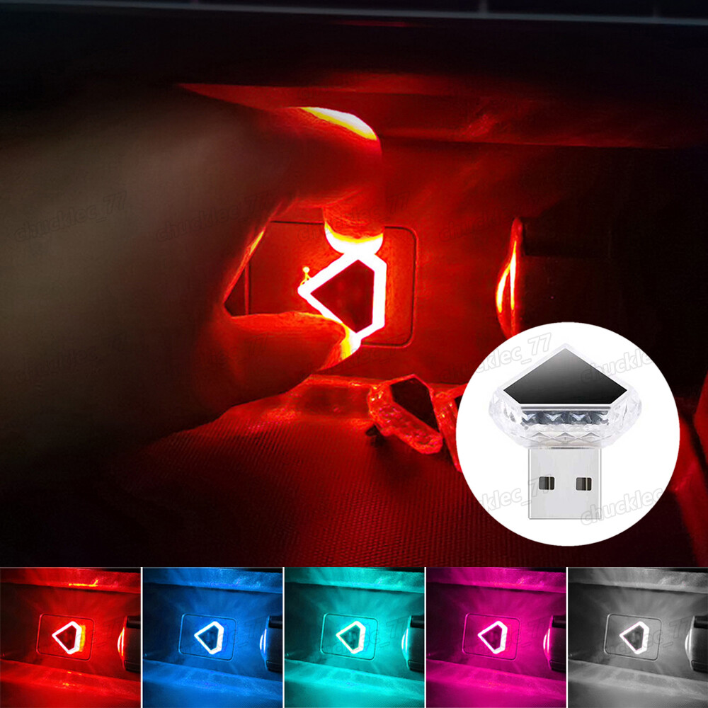 2pcs Mini USB Car Interior LED Lights RGB Decorative Atmosphere Lamp Accessories