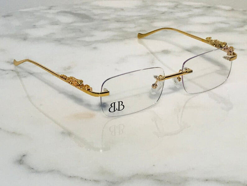 Bonano Giaguaro Gold Glasses Sunglasses Frame Chopard Cartier Glasses