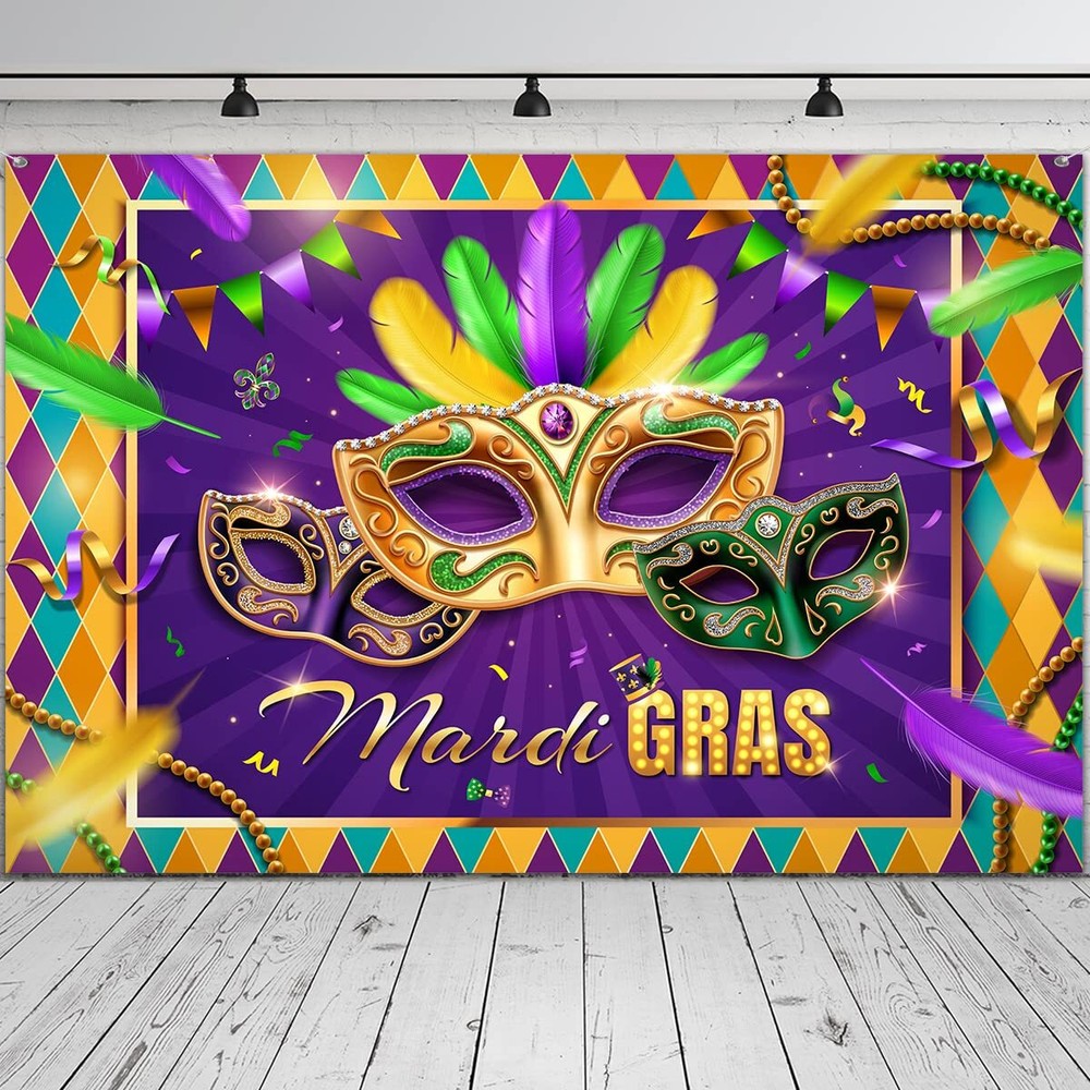 Mardi Gras Party Decorations - Mardi Gras Party Backdrop Banner Masquerade Da
