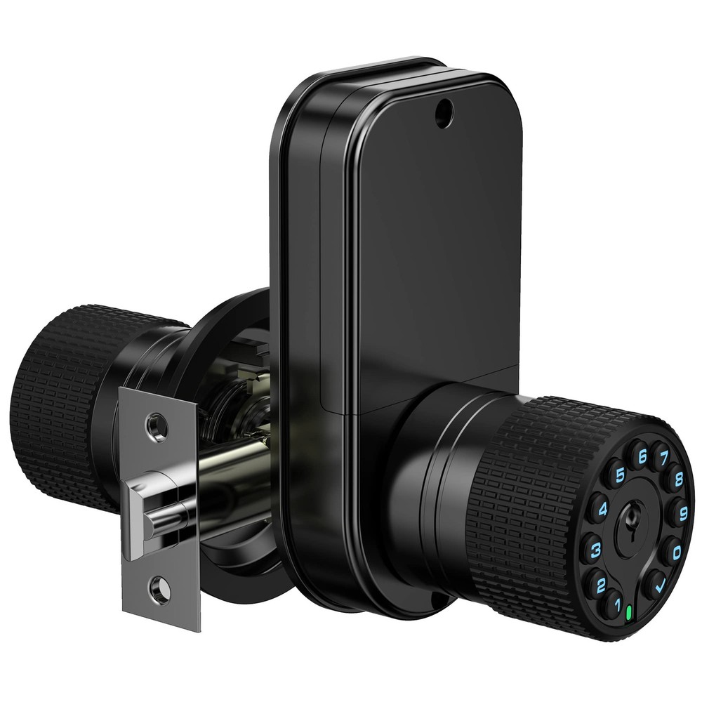 Double-Sided Keypad Door Knob with Dual Cylinders and Keyless Entry Option