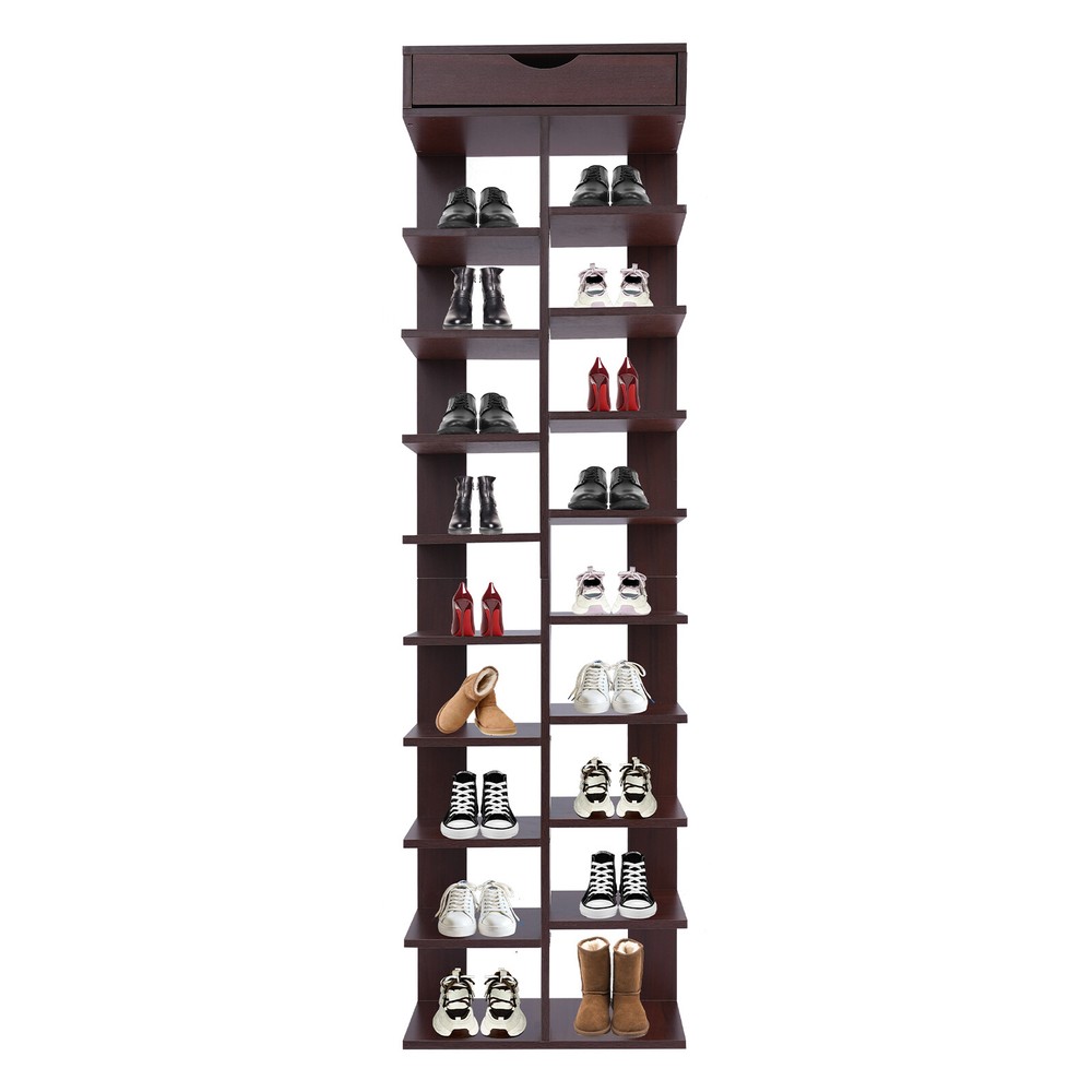 10-Tier Free Standing Vertical Shoe Rack for Modern Storage