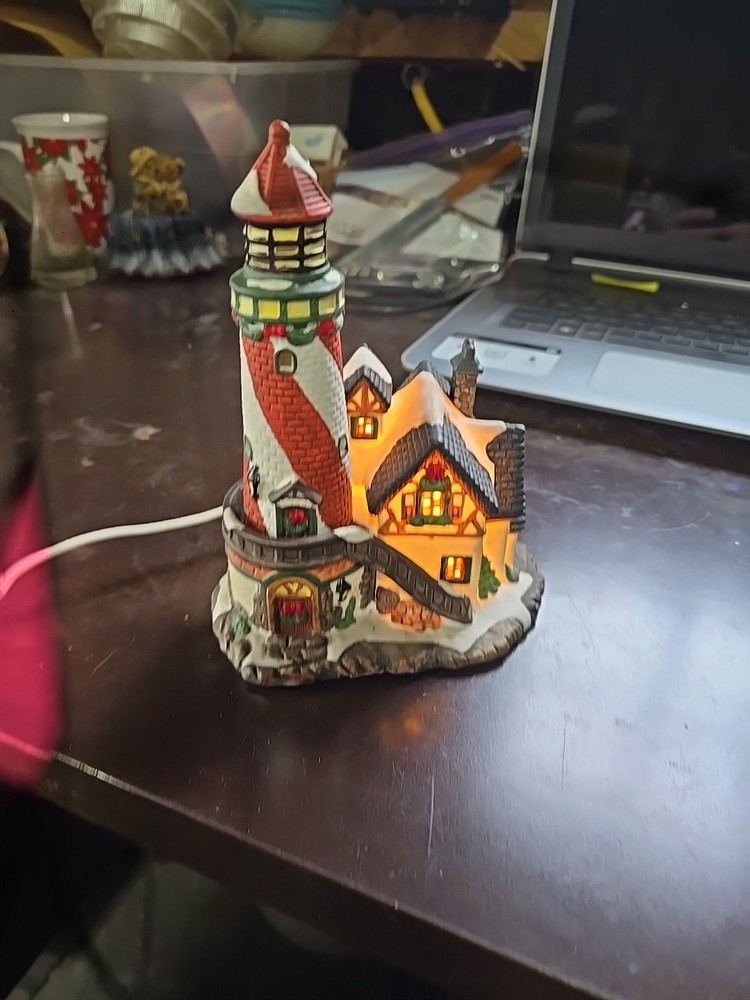 Victorian Christmas Village Lighthouse House Holiday Decor  