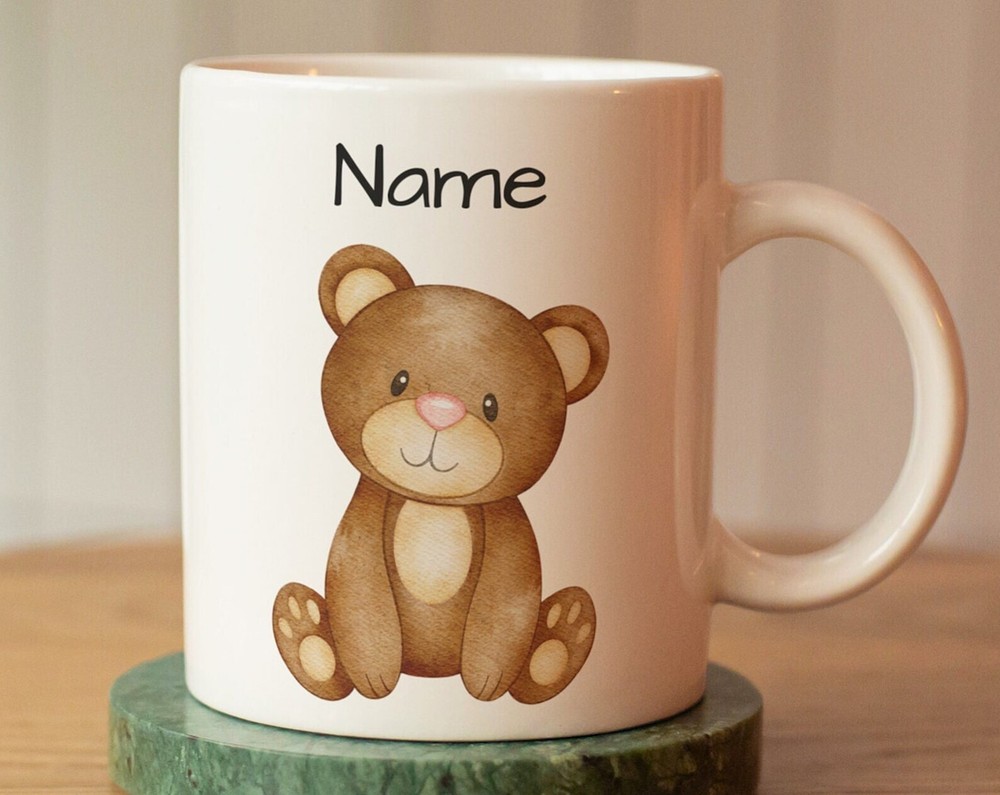 Custom Name Bear Mug for Kids – Ceramic Personalized Gift