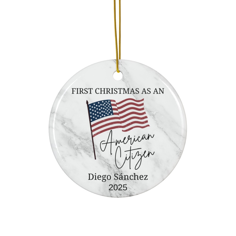 Custom American Citizen Ornament with US Flag for Naturalization Celebration-image