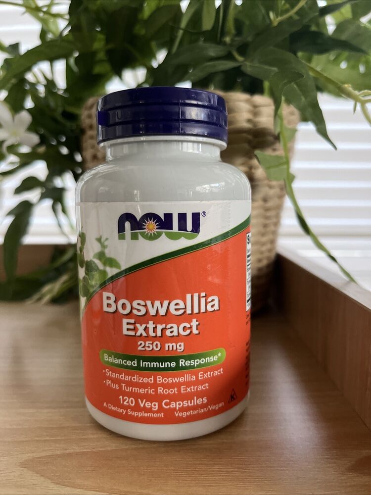 Now Foods Boswellia Extract 250 mg LARGE 120 Veg Capsules GMP Vegan EXP 8/26