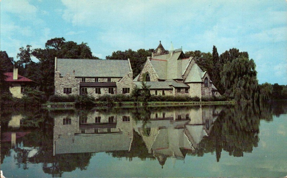 Postcard Chrome Trinity Episcopal Church Van Cleef Lake Seneca Falls NY P1509