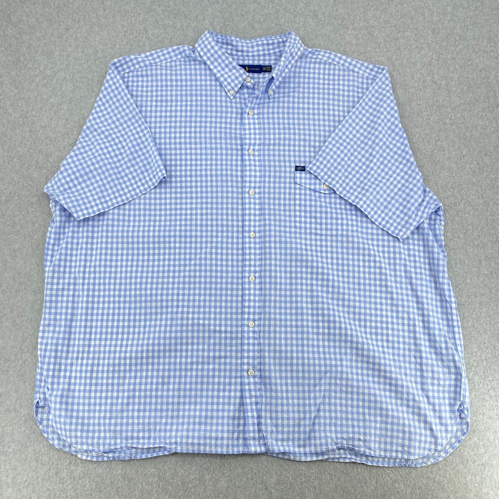 Polo Ralph Lauren Shirt Mens 4XB Big Blue Check Short Sleeve Classic Button Down