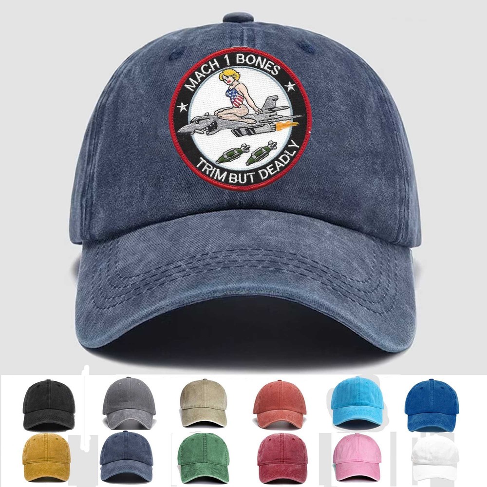 Custom Embroidered Hat 34th Bomb Squadron Mach 1 Bones, Veteran Cap, Trucker Hat