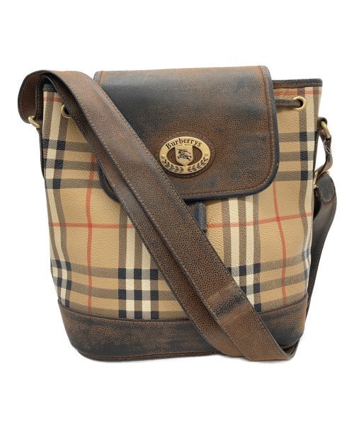 Burberrys Nova Check Pattern Drawstring Shoulder Bag EUt93