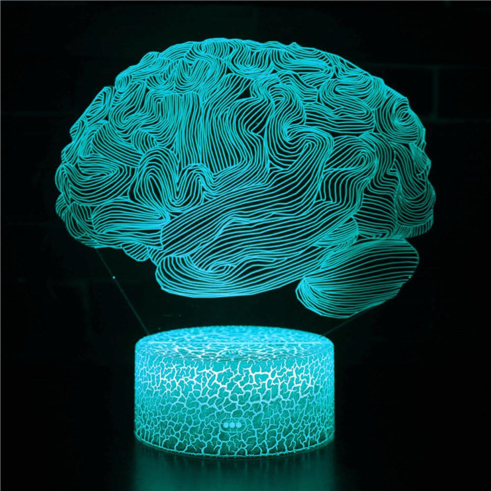 3D Brain LED Table Lamp Modern Multicolor Touch USB Night Light Decor