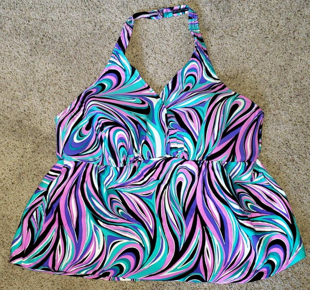 Women's Plus Size 3X Swim Top with Padded Bra in Pretty Colors