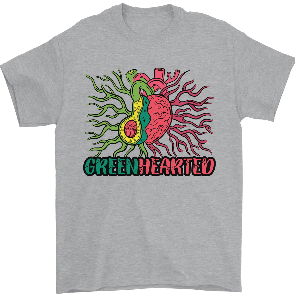 Healthy Green Hearted Avocado Funny Health Mens T-Shirt 100% Cotton