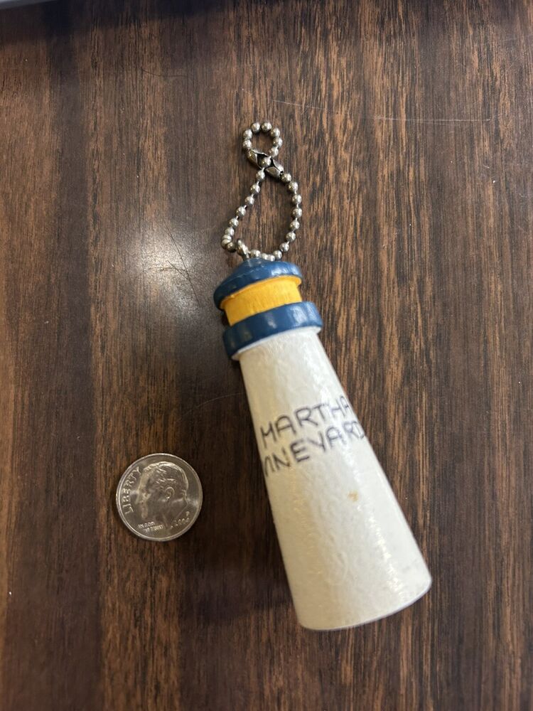 Vintage Kitschy MCM Keychain Martha’s Vineyard Wooden Lighthouse Cape Cod