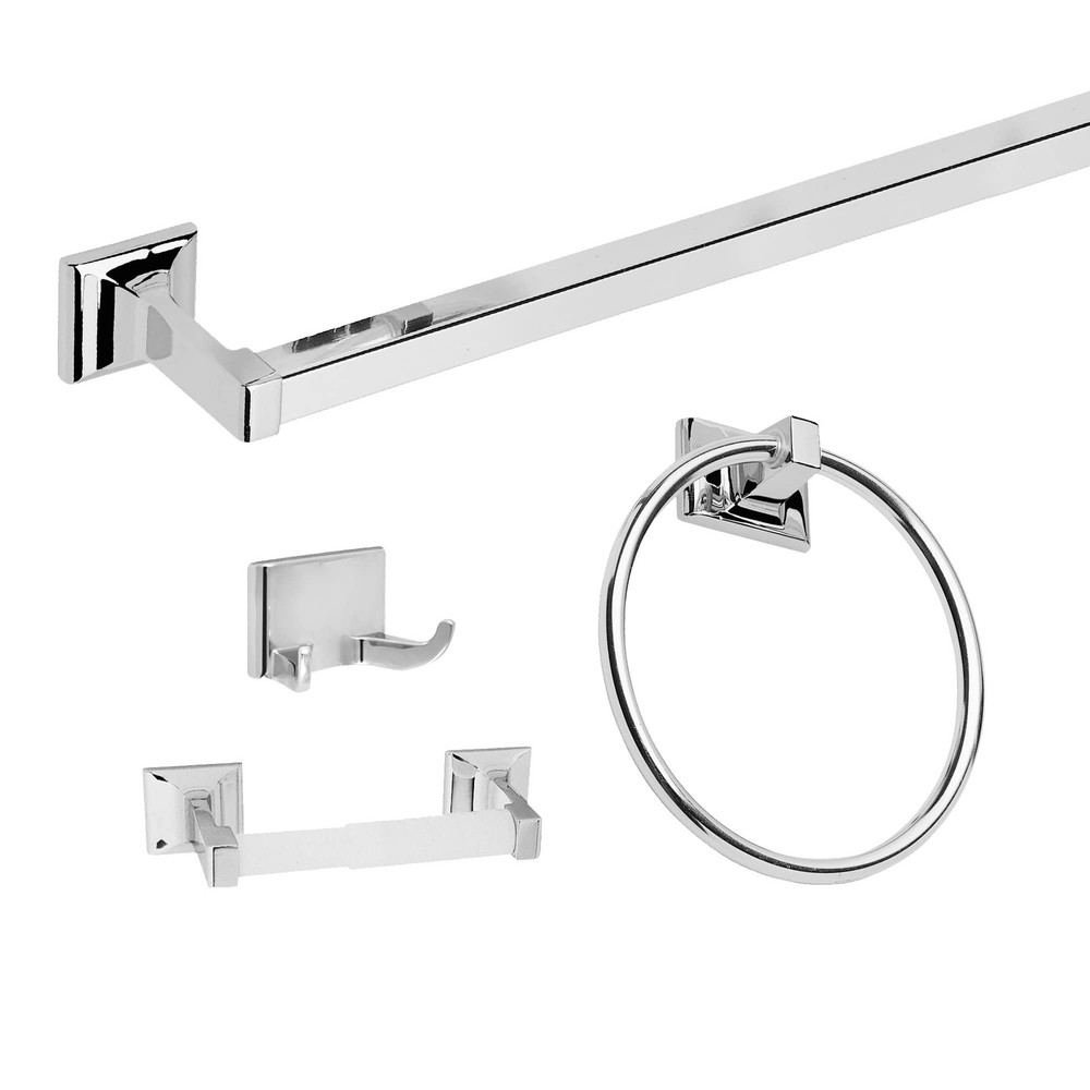 534628 Millbridge Bathroom Hardware, 4-Piece Bath Accessory Kit, Polished Chrome