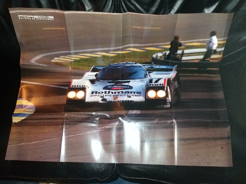 Porsche UK Range Sale Brochure 1988 - Fold Out Poster LeMans 24hr Race