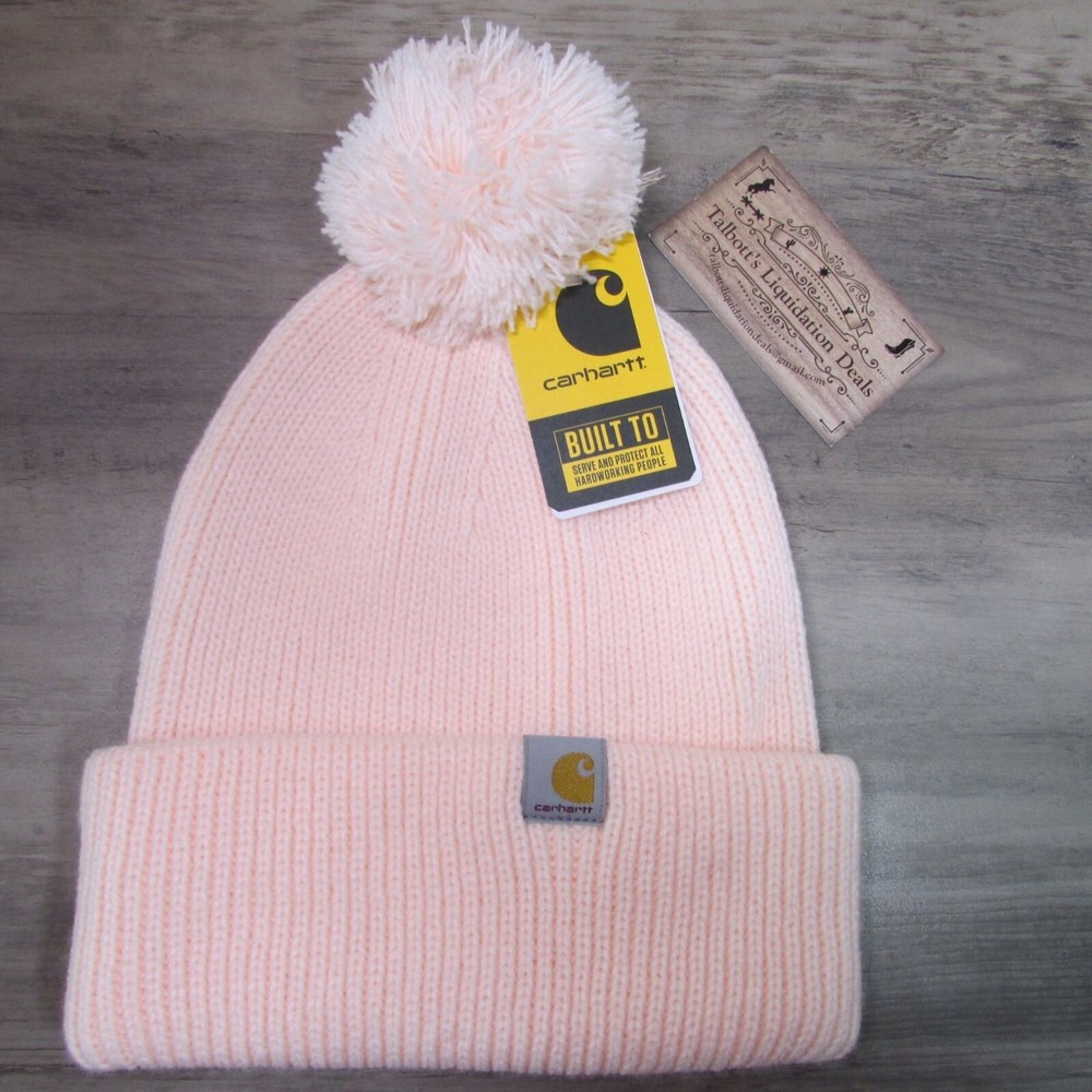 Carhartt Knit Pom Pom Cuffed Beanie in Georgia Peach AH6003