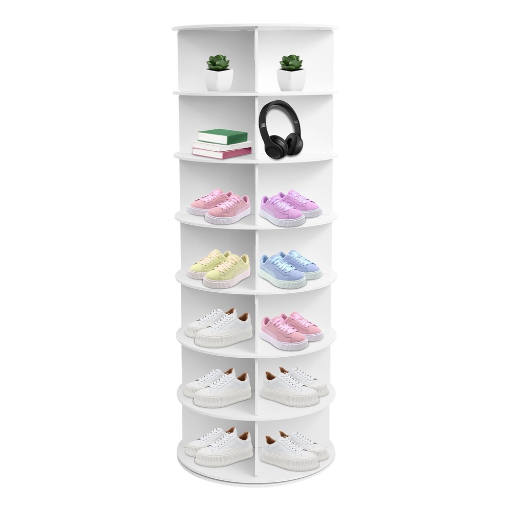 Rotating Shoe Rack 7-Tiers Storage Shelves 360 Degree Rotating Shoe Tower Rack