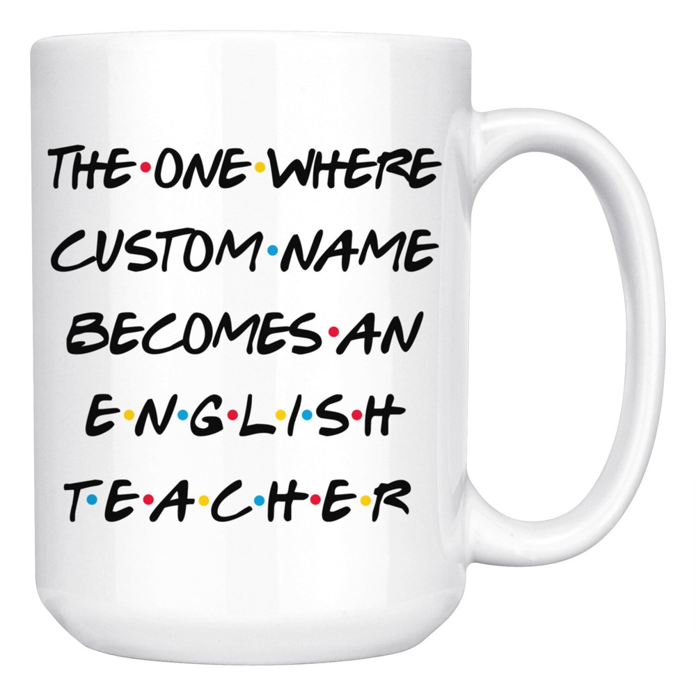Personalized English Teacher Job Promotion Coffee Mug, Teacher Graduation Gift