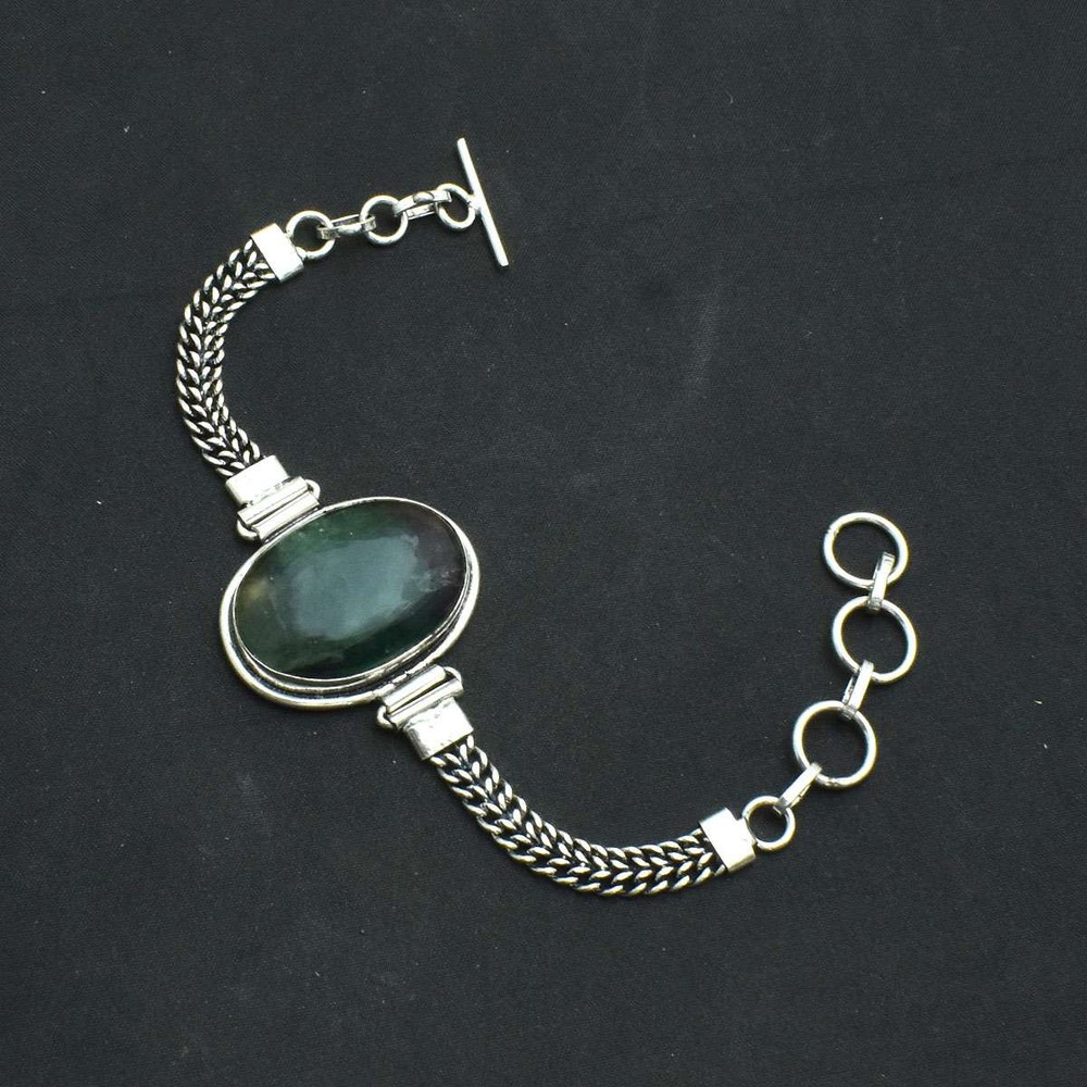 Fluorite Gemstone Ethnic Handmade Bracelet Jewelry 19 Gms Wedding Gift AB-68969