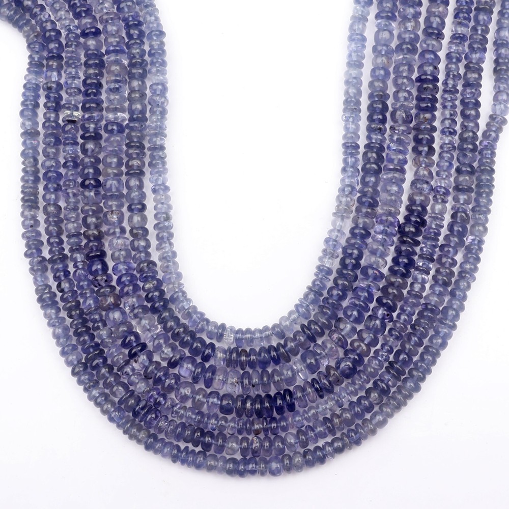 Natural Iolite Gemstone Beads 13 Inch Strand 4-6mm Smooth Rondelle