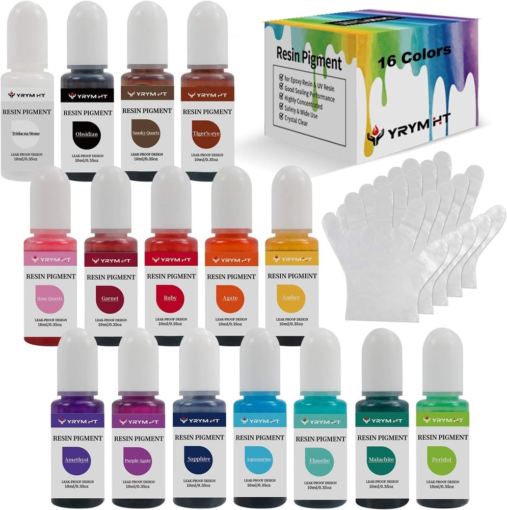 16-Color YRYM HT Epoxy Resin Pigment Set for Vibrant Resin Coloring